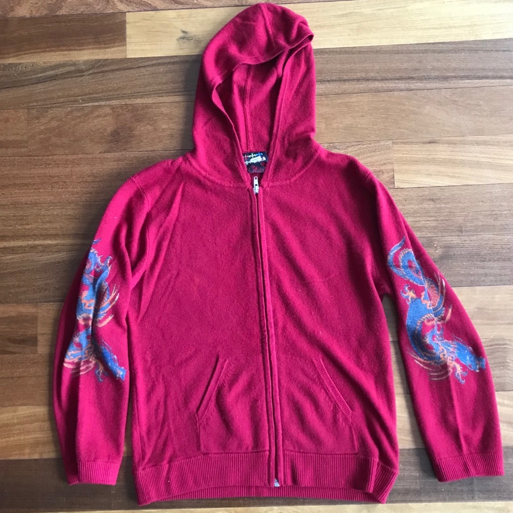 NWOT Authentic  Amal Guessous Red Cashmere Hoodie